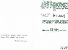 4218. Liceum Ogolnoksztalcace w Gostyniu - zaproszenie na studniowke (28 stycznia 1984 r.)