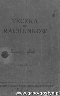 4236.Teczka do rachunkow Feliksa Janiszewskiego, ucznia klasy III Publicznej Szkoly Doksztalcajacej Zawodowej w Gostyniu (1936 r.)