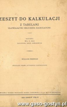 4237.Teczka do rachunkow Feliksa Janiszewskiego, ucznia klasy III Publicznej Szkoly Doksztalcajacej Zawodowej w Gostyniu (1936 r.)