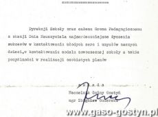 4323.Zyczenia z okazji Dnia Nauczyciela od Zbigniewa Guderskiego - Naczelnika Gminy Gostyn (1973 r.)