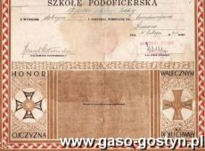 442.Swiadectwo ukonczenia Szkoly Podoficerskiej Michala Nowickiego z Pasierb (1936 r.)