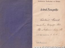 5109.Swiadectwo Miejskiej Szkoly Katolickiej w Gostyniu (1913-1917 r.)