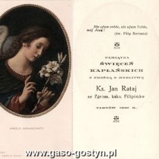 514.Pamiatka swiecen kaplanskich ks. Jana Rataja ze Zgromadzenia Ksiezy Filipinow (1939 r.)