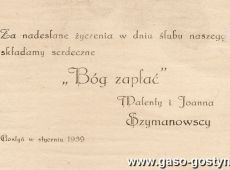 523.Podziekowanie za zyczenia, Gostyn 1939 r.