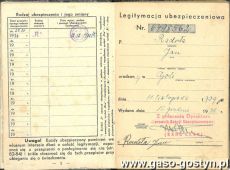 544.Legitymacja ubezpieczeniowa (Gostyn, 1938 r.)