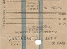 5472.Bilet PKP na bezplatny przewoz roweru (stacja Pogorzela)