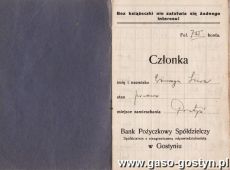 552.Ksiazeczka czlonka Banku Pozyczkowego Spoldzielczego w Gostyniu (1938 r.)