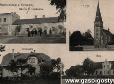 5543. Pocztowka z Siemowa (oberza Czachowskiego, probostwo, kosciol i szkola)