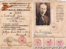 559.Legitymacja inwalidzka Jana Dworczaka (Zwiazek Inwalidow Wojennych RP), Gostyn - 24 czerwca 1936 r.