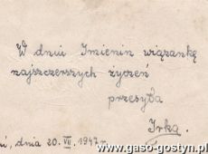 561.Kartka z zyczeniami imieninowymi (Gostyn, 1947 r.) - Kopia