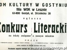 5682.  Plakat - Konkurs Literacki w Domu Kultury w Gostyniu (1978 r.)