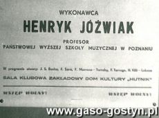 5690.Plakat zapowiadajacy koncert muzyki gitarowej w Zakladowym Domu Kultury HUTNIK w Gostyniu (29 stycznia 1979 r.)