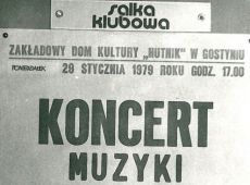 5690.Plakat zapowiadajacy koncert muzyki gitarowej w Zakladowym Domu Kultury HUTNIK w Gostyniu (29 stycznia 1979 r.)