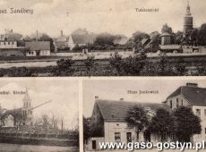 5755.Pocztowka z poczatku XX wieku - Piaski i kosciol parafialny w Strzelcach Wielkich