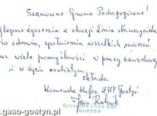 5908.Zyczenia od Jana Rolnika - komendanta Hufca Gostyn dla grona pedagogicznego ze Szkoly Podstawowej w Kunowie (1976 r.)