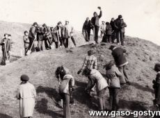 5912.Czyn spoleczny (prace porzadkowe) na Gorze Zamkowej w Gostyniu (poczatek lat 70. XX wieku)