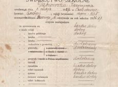 602. Swiadectwo Publicznej Szkoly Powszechnej w Gostyniu (1937 r.)