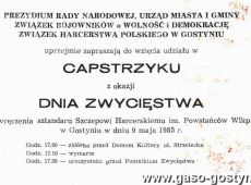 6039.Zaproszenie do wziecia udzialu w capstrzyku z okazji Dnia Zwyciestwa (Gostyn, 9 maja 1985 r.)