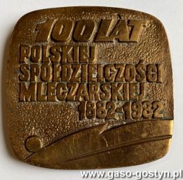 62. Medal wydany z okazji 100 lat Polskiej Spoldzielczosci Mleczarskiej