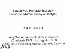 6216.Zaproszenie na spotkanie z Tadeuszem Wujkiem, autorem tomiku poetyckiego Wsrod pol i lak. W czterech porach roku (Biblioteka Publiczna Miasta i Gminy w Gostyniu, 22 kwietnia 1999 r.)