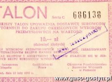 642.Talon upowazniajacy dostawce surowcow wtornych do zakupu okreslonych wyrobow przemyslowych