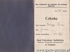 644.Ksiazeczka czlonkowska Banku Pozyczkowego Spoldzielczego w Gostyniu (1937 r.)