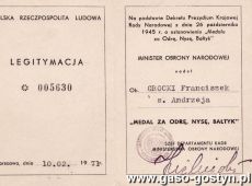 667. Legitymacja nadania Medalu za Odre, Nyse, Baltyk (1971 r.)