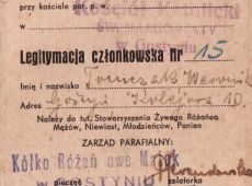 673.Legitymacja czlonkowska Stowarzyszenia Zywego Rozanca przy kosciele katolickim sw. Malgorzaty w Gostyniu (ok. 1925-1930 r.)