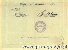 703.Swiadectwo Prywatnego Gimnazjum Koedukacyjnego Ziemi Gostynskiej  w Gostyniu (1938 r.)