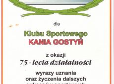 706.List gratulacyjny od LZS Dabtoczanka Pepowo dla MZKS Kania Gostyn z okazji 75-lecia klubu (1998 r.)