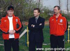 730.Kania Gostyn - od lewej Marek Gubanski (kierownik druzyny, Jurij Szatalow (trener), Leszek Krzyzostaniak (II trener)