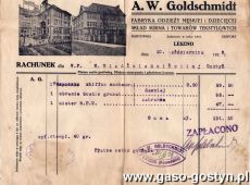 731.Rachunek wystawiony dla M.Niedzwiedzinskiej w Gostyniu przez A.W. Goldschmidt z Leszna (10 pazdziernika 1928 r.)