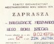 7784.Zaproszenie na inauguracje Miedzynarodowego Roku Dziecka (Zakladowy Dom Kultury Hutnik w Gostyniu, 9 lutego 1979 r.)