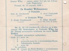 788.Program IX Zjazdu Katolickiego w Gostyniu (23-24 czerwca 1928 r.)