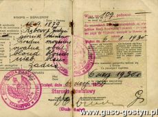 796.  Paszport wystawiony w Gostyniu 6 sierpnia 1929 roku