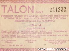 803. Talon upowazniajacy dostawce surowcow wtornych do zakupu wyrobow przemyslowych o wartosci 10 zl