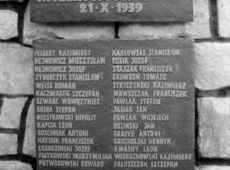 8050.Pierwszy pomnik (odsloniety w 1974 r.) ku czci 30 obywateli ziemi gostynskiej rozstrzelanych przez hitlerowcow w dniu 21 pazdziernika 1939 roku