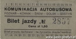 819.Bilet ulgowy komunikacji autobusowej na trasie Poznan-Kornik-Srem-Dolsk-Gostyn (4 czerwca 1930 r.)