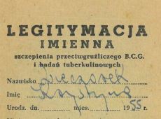 832. Legitymacja szczepienia przeciwgruzliczego (Gostyn, 1959 r.)