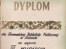 835. Dyplom dla Gromadzkiej Biblioteki Publicznej w Kunowie (30 maja 1966 r.)