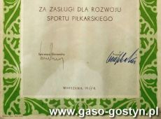 836.Dyplom dla Klubu Sportowego Kania Gostyn (1969 r.)
