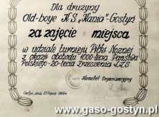 837.Dyplom dla Klubu Sportowego Kania Gostyn (1966 r.)