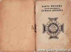 856.Karta wpisowa Stowarzyszenia Zywego Rozanca w parafii gostynskiej zelatorki Jadwigi Sadowskiej