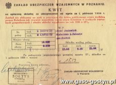 876. Kwit za oplacona skladke za ubezpieczenie od ognia (Michalowo, 27 kwietnia 1936 r.)