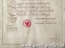 890.Dyplom dla MZKS Kania Gostyn z okazji 50-lecia istnienia klubu (1973 r.)