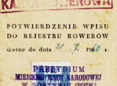 894. Karta rowerowa (potwierdzenie wpisu do rejestru rowerow) - 1957 r.