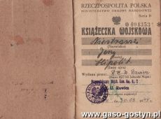 907.Ksiazeczka wojskowa Jerzego Niestrawskiego, syna Hipolita, burmistrza Gostynia rozstrzelanego przez Niemcow w 1939 r.