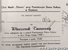 926. Zaproszenie na wieczorek taneczny organizowany przez Chor Meski Dzwon (Gostyn, 1968 r.).JPG