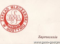 929. Zaproszenie na 90-lecie Spoldzielni Mleczarskiej w Gostyniu (20 grudnia 1979 r.)