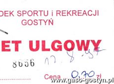 937.Osrodek Sportu i Rekreacji w Gostyniu - bilet ulgowy wstepu na basen (1997 r.)